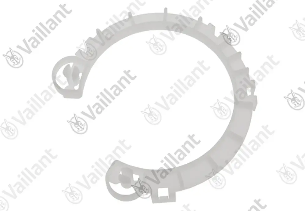 Halter von Vaillant, in halbrunder Form, aus transparentem Kunststoff, zur Befestigung oder Montage, mit charakteristischen Aussparungen und Halteelementen.